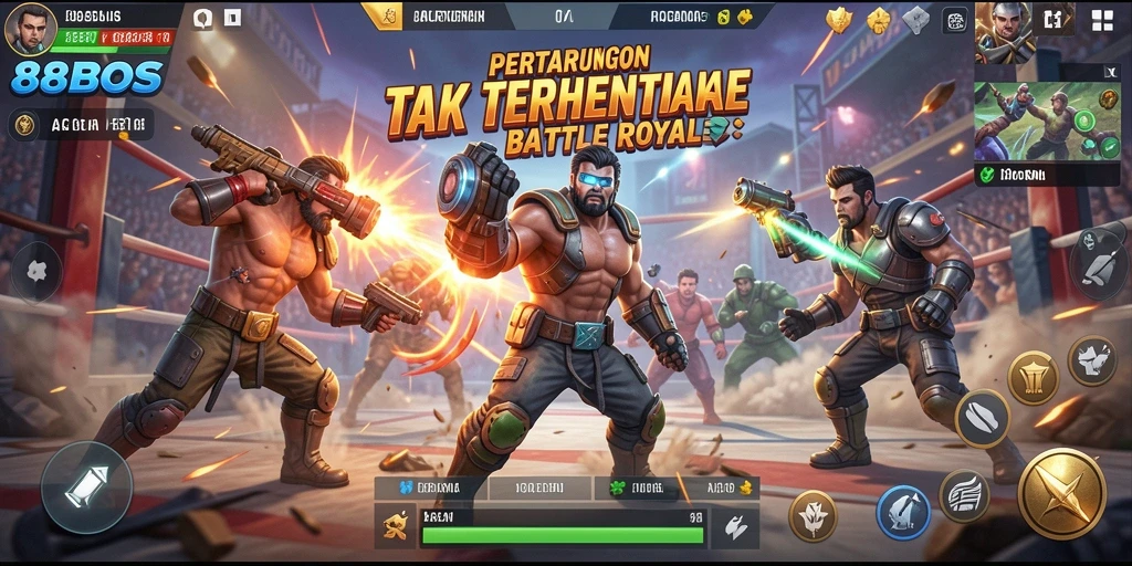 Tampilan utama 88BOS dengan aksi pertempuran intens.