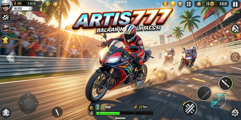 Tampilan menarik dari gameplay balapan motor di ARTIS777.