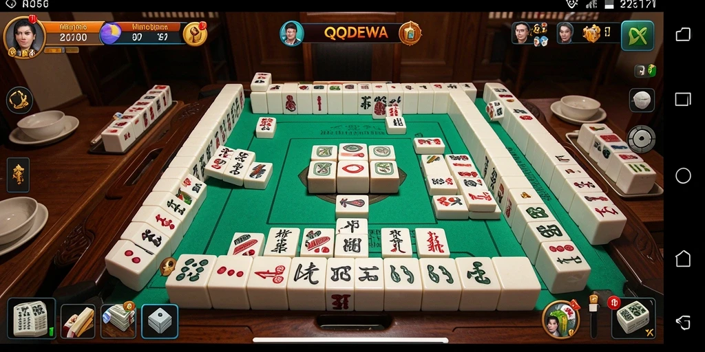 Screenshot gameplay QQDEWA menampilkan keindahan desain papan Mahjong.