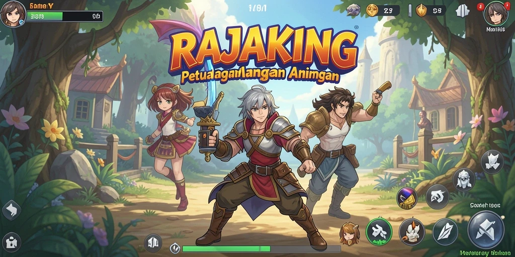 Gameplay RAJAKING yang menarik dengan karakter anime yang dinamis.